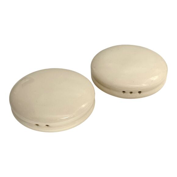 Minimalist Mid Century Claudia Shuride White Disk Toscany Salt & Pepper Shakers - Picture 2 of 5